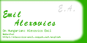 emil alexovics business card